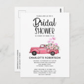 Invitation de mariage vintage camion rose poussiér (Devant / Derrière)