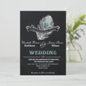 Invitation de mariage vintage Chalkboard paon (Debout devant)