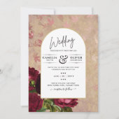 Invitation de mariage Vintage de roses rouges bota (Devant)