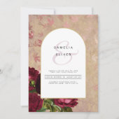 Invitation de mariage Vintage de roses rouges bota (Devant)