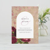 Invitation de mariage Vintage de roses rouges bota (Debout devant)