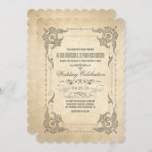 Invitation de mariage vintage fleurs antiques (Devant / Derrière)