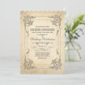 Invitation de mariage vintage fleurs antiques (Debout devant)