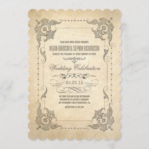 Invitation de mariage vintage fleurs antiques