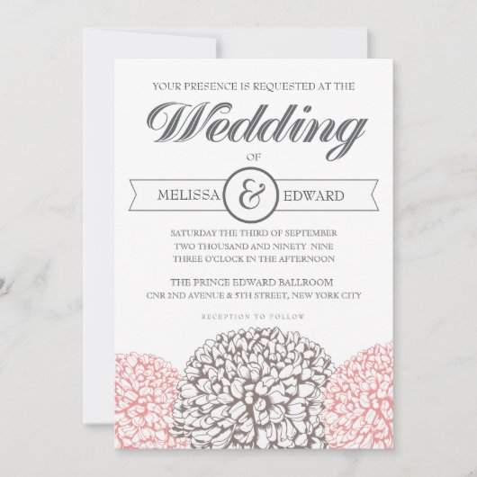 Invitation de mariage vintage florale élégante (Devant)