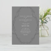 Invitation de mariage vintage gris à feuillage des (Debout devant)