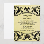 Invitation de mariage Vintage Jaune (Devant / Derrière)