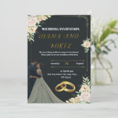 Invitation de mariage Vintage Jaune et Vert (Debout devant)