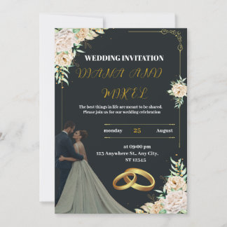 Invitation de mariage Vintage Jaune et Vert