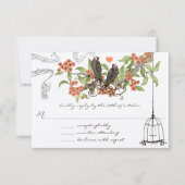 Invitation de mariage vintage oiseaux aqua Pomme d (Devant)