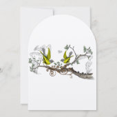 Invitation de mariage vintage oiseaux jaune et gri (Dos)