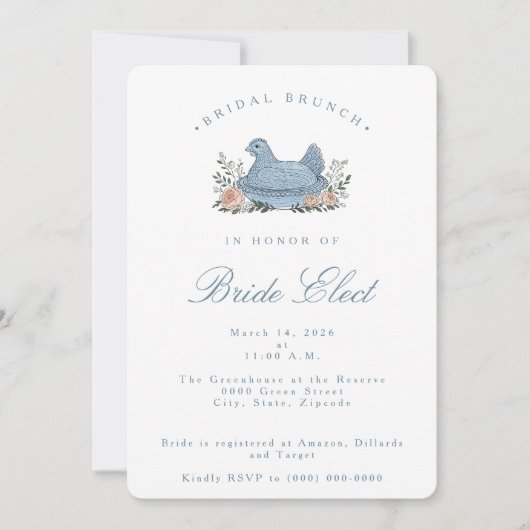 Invitation de mariage vintage poule (Devant)