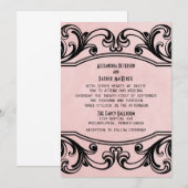 Invitation de mariage Vintage rose (Devant / Derrière)
