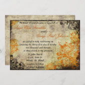 Invitation de mariage Vintage Rose orange. (Devant / Derrière)