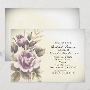 Invitation de mariage vintage roses ancien glamour