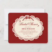 Invitation de mariage vintage rouge (Devant)