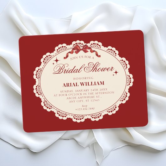 Invitation de mariage vintage rouge