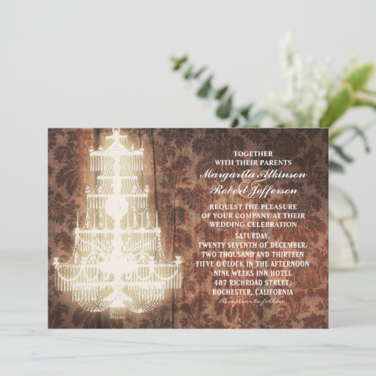 invitation de mariage vintage rustique (Debout devant)