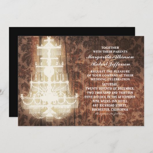 invitation de mariage vintage rustique (Devant / Derrière)