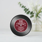 Invitation de mariage vinyle rétro rouge vin (Debout devant)
