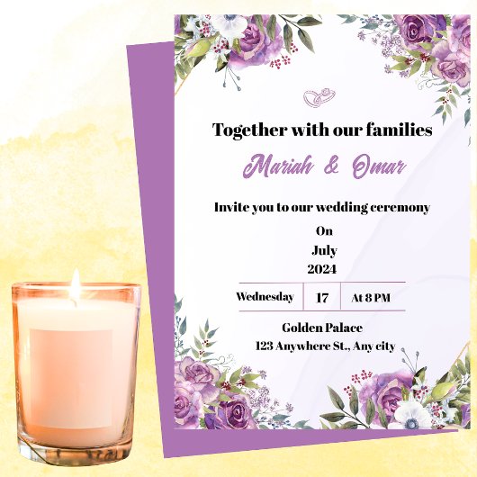 Invitation de mariage violet