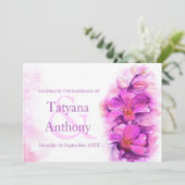 Invitation de mariage violet à l'aquarelle stylisé (Debout devant)