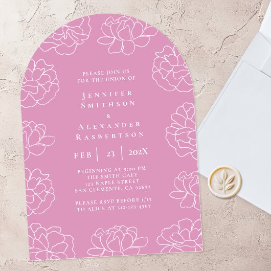 Invitation de mariage violet botanique magnifique