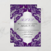 Invitation de mariage violet et argent RSVP (Devant / Derrière)