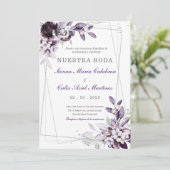 Invitation de Mariage Violet et Lavande Argenté (Debout devant)