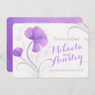 Invitation de mariage violet fleur sauvage d'aquar