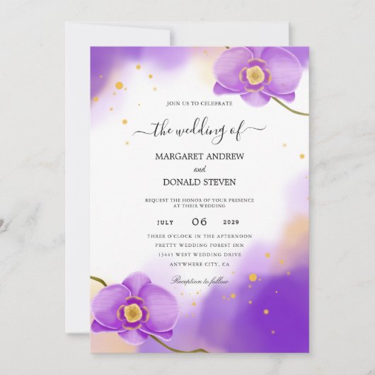 invitation de mariage violet gladiolus (Devant)
