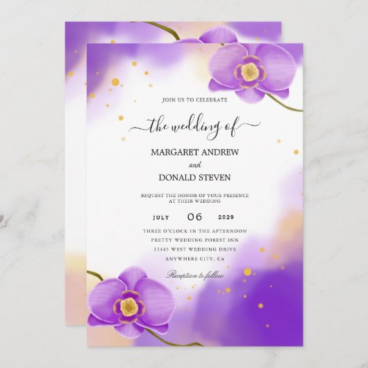 invitation de mariage violet gladiolus (Devant / Derrière)