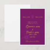 : Invitation de mariage violet royal et or (Devant / Derrière)