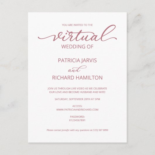 Invitation de mariage virtuel simple et élégant (Devant)