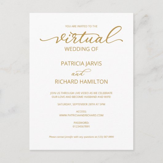 Invitation de mariage virtuel simple et élégant (Devant)