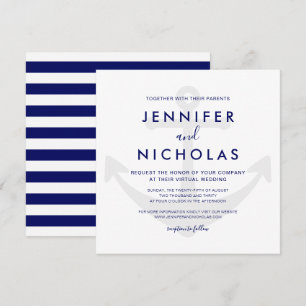 Invitation de mariage virtuelle moderne avec ancre