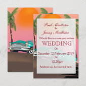 Invitation de mariage voiture rétro vintage (Devant / Derrière)