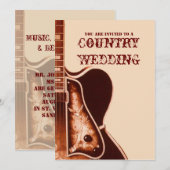 Invitation de mariage Western Country avec guitare (Devant / Derrière)