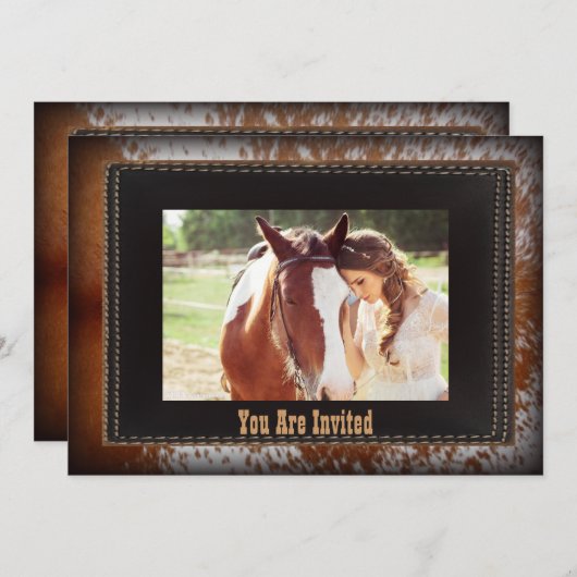 Invitation de mariage western Country Cowboy en cu (Devant / Derrière)