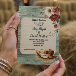 Invitation de mariage western Country Cowboy (roui