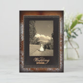 Invitation de mariage western Country en cuir de v (Debout devant)