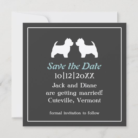 Invitation de mariage Westies Save the Date (Devant)