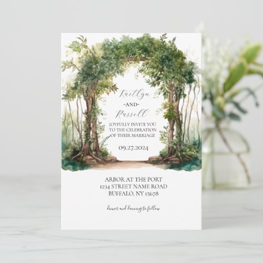 Invitation de mariage Whimsical Green (Debout devant)
