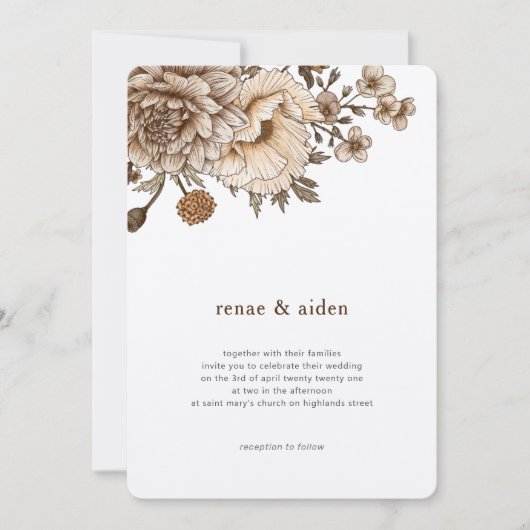 Invitation de mariage Woodland, Invitation Boho, R (Devant)