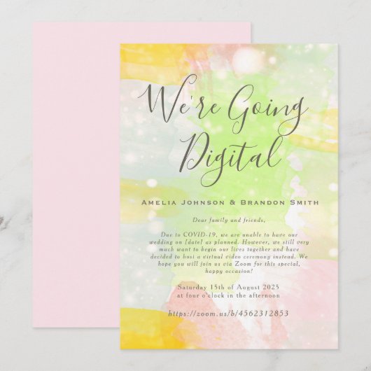 Invitation de mariage Zoom aquarelle (Devant / Derrière)