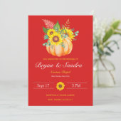 Invitation de Mariages de automne Citrouilles et t (Debout devant)