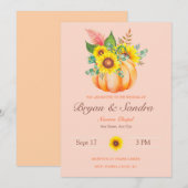 Invitation de Mariages de automne Citrouilles et t (Devant / Derrière)