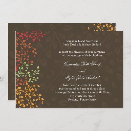 Invitation de Mariages de automne fantasques (Devant / Derrière)