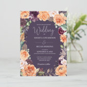 Invitation de Mariages de automne floraux de Pêche (Debout devant)