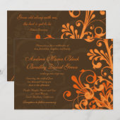 Invitation de Mariages de automne floraux orange e (Devant / Derrière)